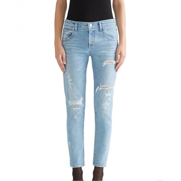 AGOLDE Isabel Slim Fit Boyfriend Dreamer Jeans Distressed Denim Size 25 - Picture 13 of 14